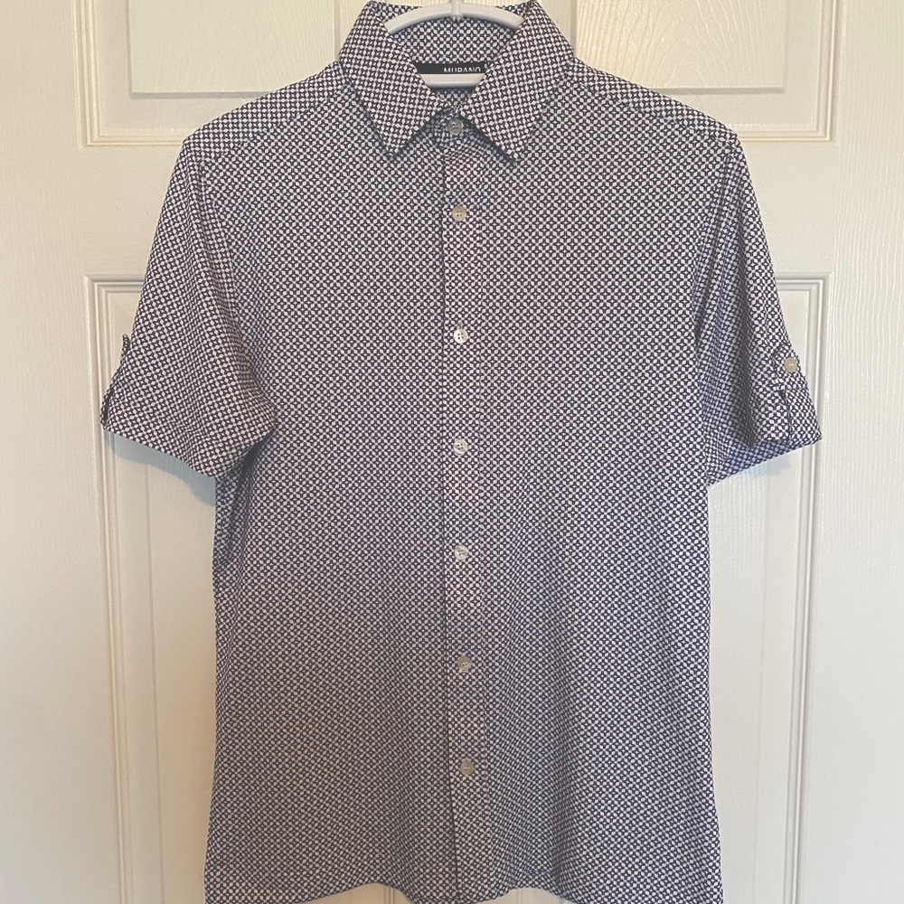 (NEW) White/Blue Button up